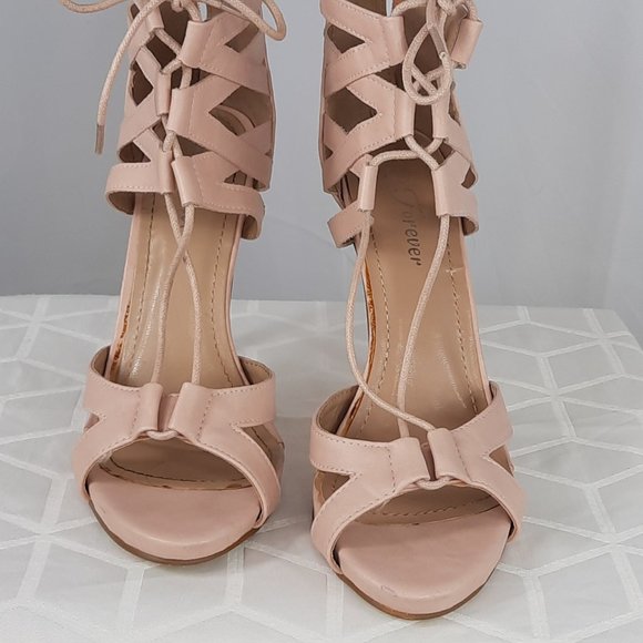 Forever, 7.5, soft pink, gladiator stilettos - Picture 1 of 5